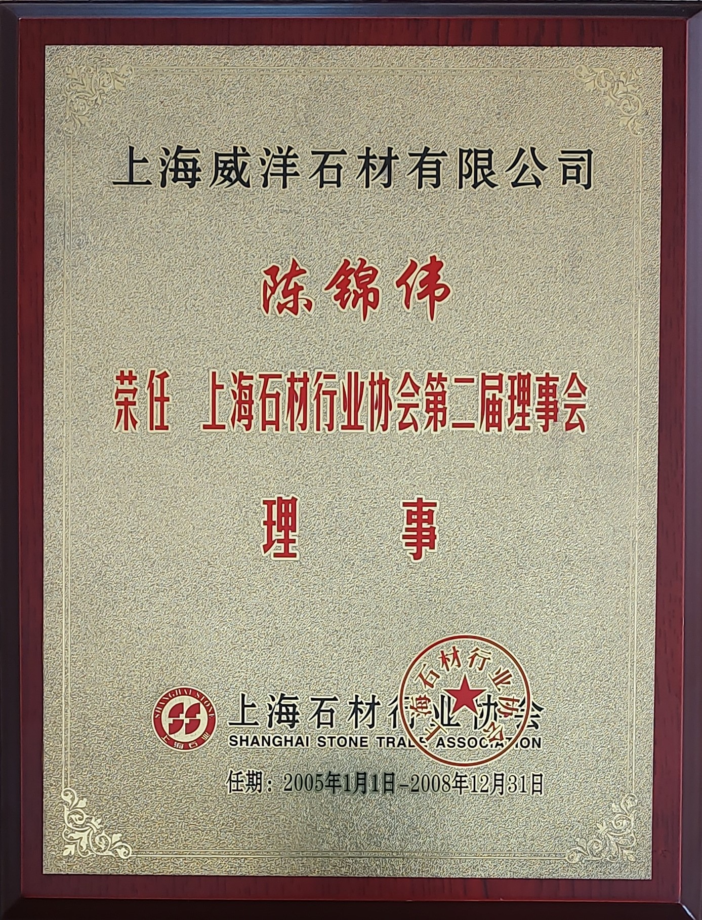 上海石材行业协会第二届理事会理事